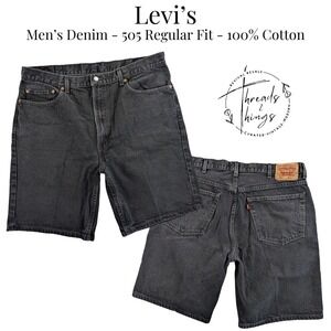 Levis 505 Shorts Mens 40 Black Denim 100% Cotton y2k jorts dad grandpa 90's vtg
